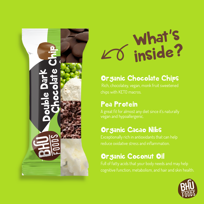 Vegan Protein Bar - Double Dark Chocolate Chip (12 bars - 1.6oz each)