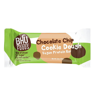 An individually wrapped Chocolate Chip Cookie Dough Vegan Protein Bar.